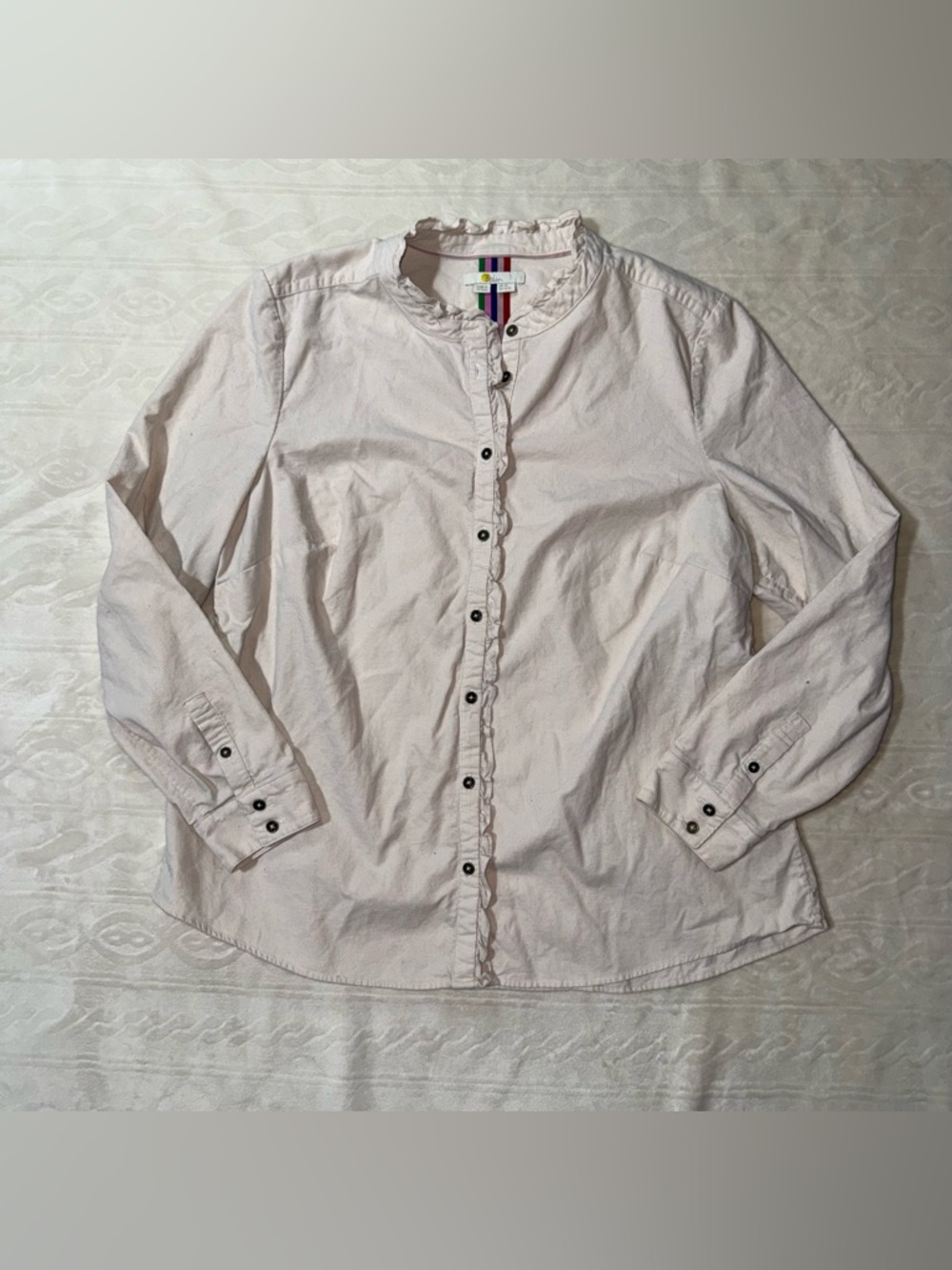 Boden Corduroy‎ Ruffle Button Down Blouse
